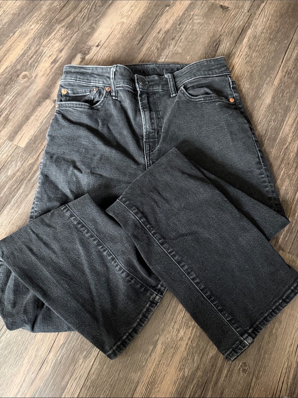 American Eagle Outfitters Men's Black Washed Relaxed Jeans